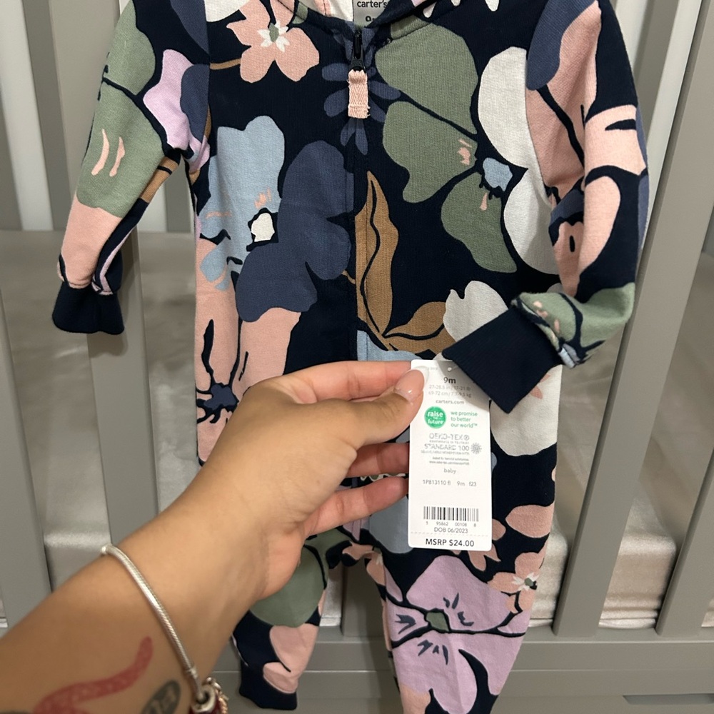 Carters floral hooded jumpsuit NWT
